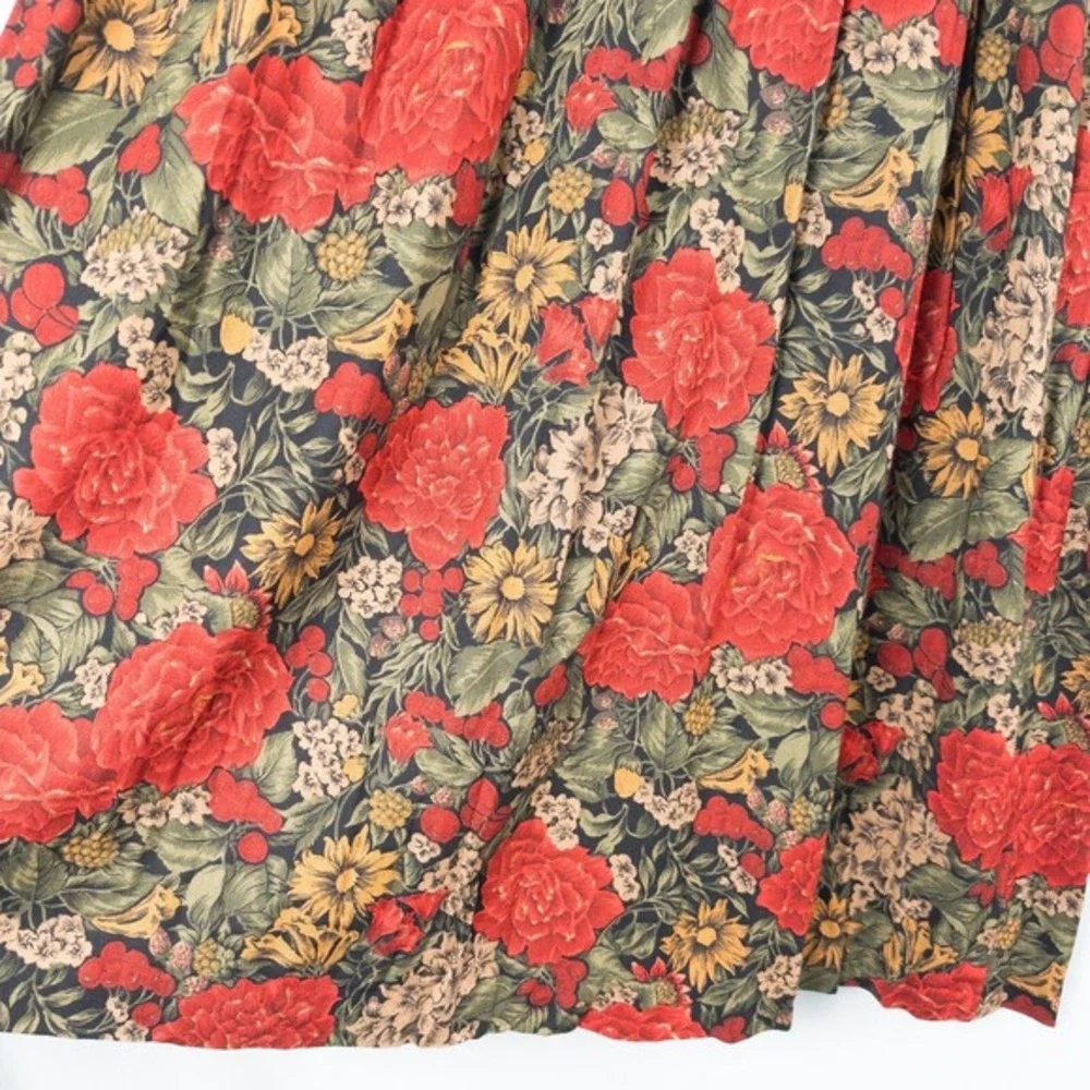 Vintage Worthington Floral Pleated Rayon Midi Skirt Size‎ 14 Garden Cottagecore